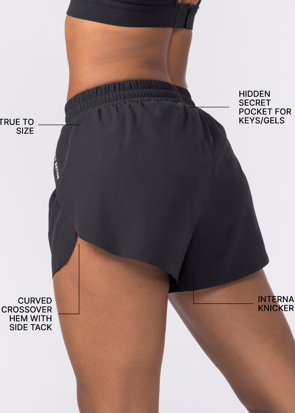 Muscle Nation Pace 3" high-waisted run shorts – Black – product view 3