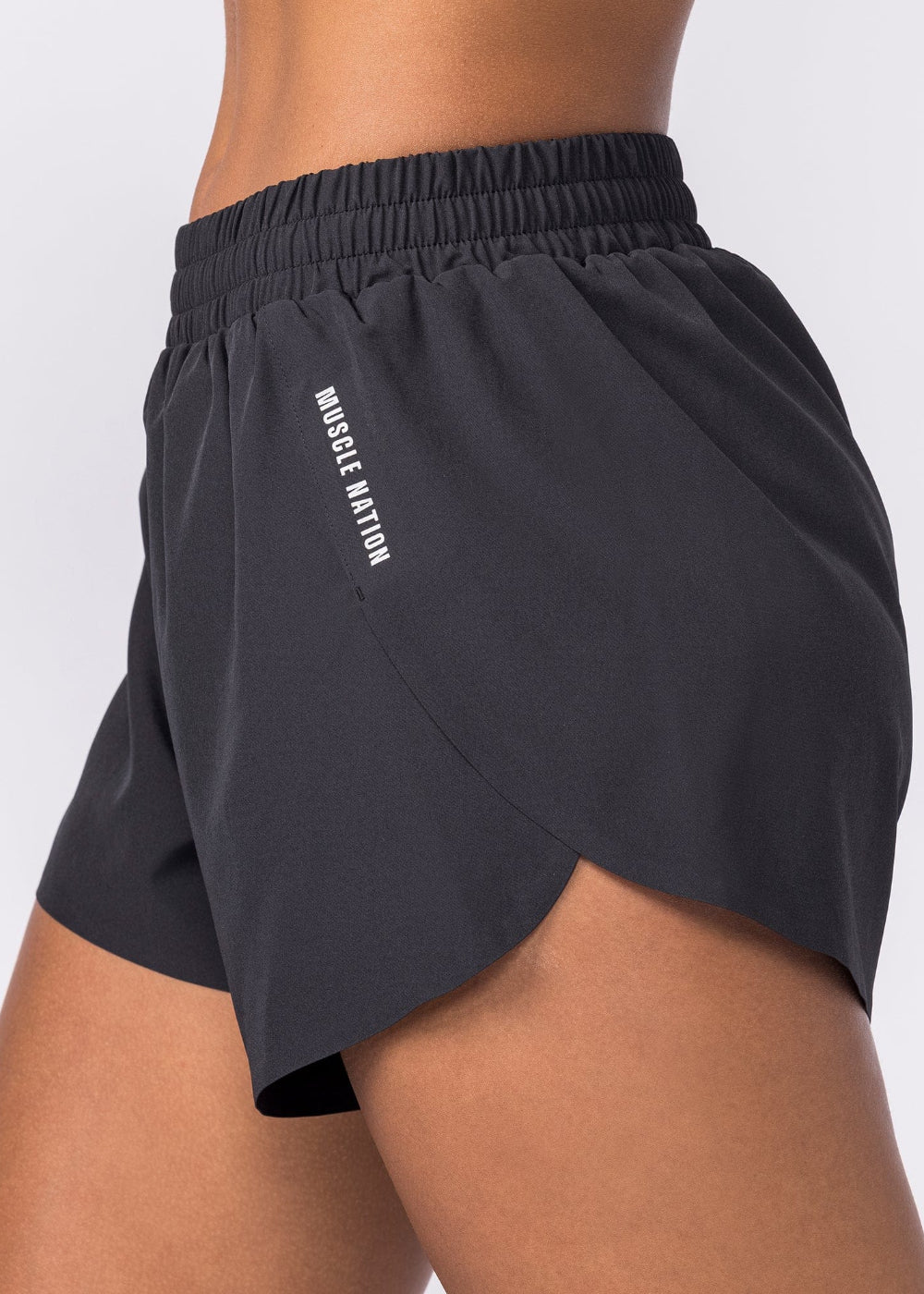 Muscle Nation Pace 3" high-waisted run shorts – Black – product view 5