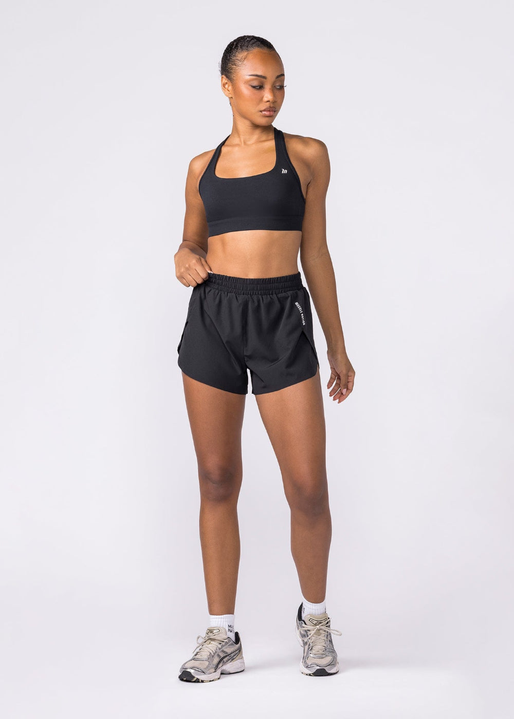 Muscle Nation Pace 3" high-waisted run shorts – Black – product view 7