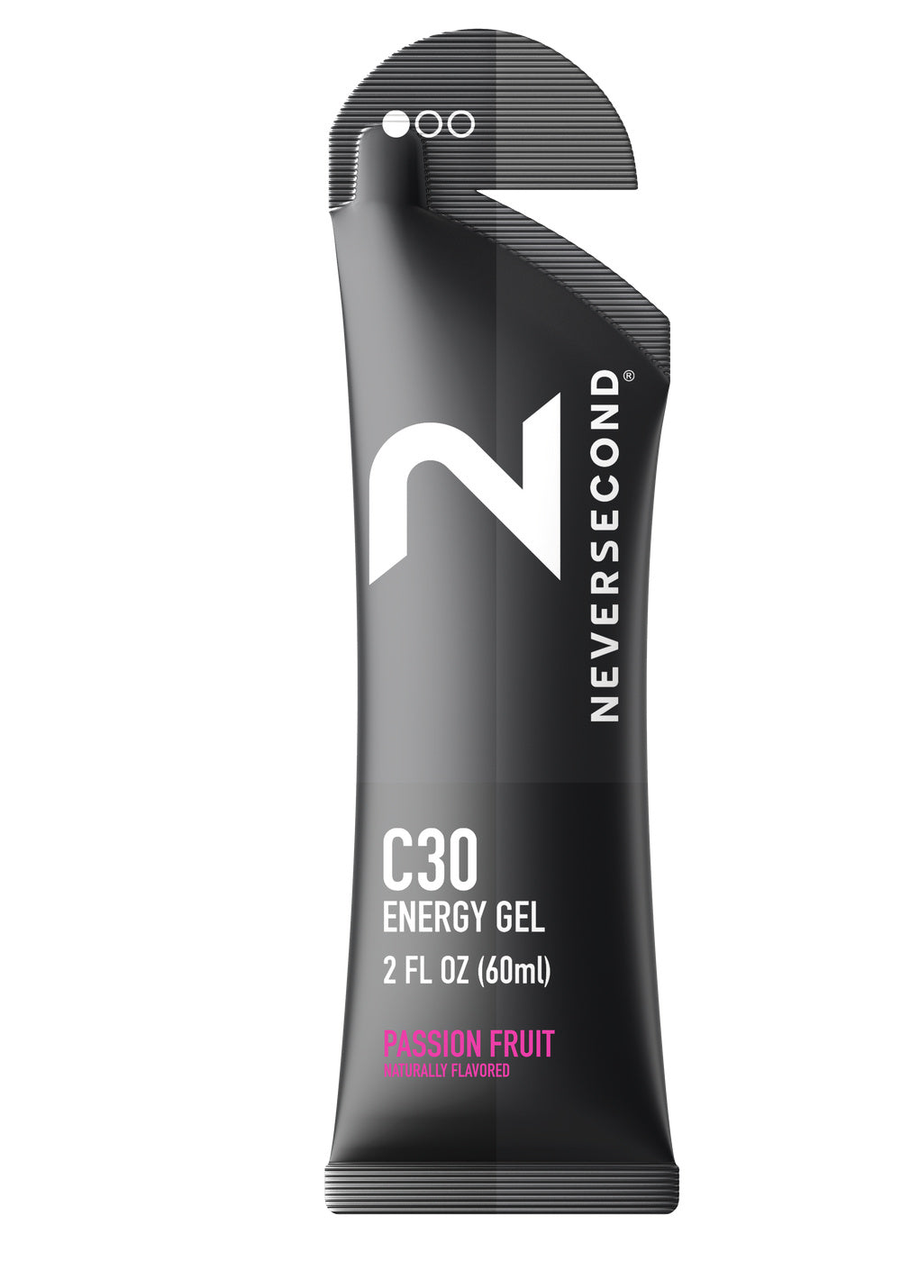 Neversecond C30 Passion Fruit 60mL energy gel – front of packet