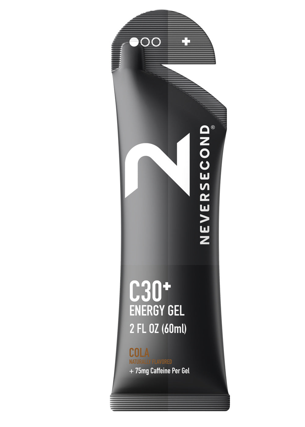 Neversecond C30+ Cola 60mL caffeinated energy gel – front of packet