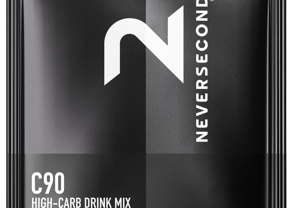 Neversecond C90 Citrus 94g high-carb drink mix sachet – front of packet