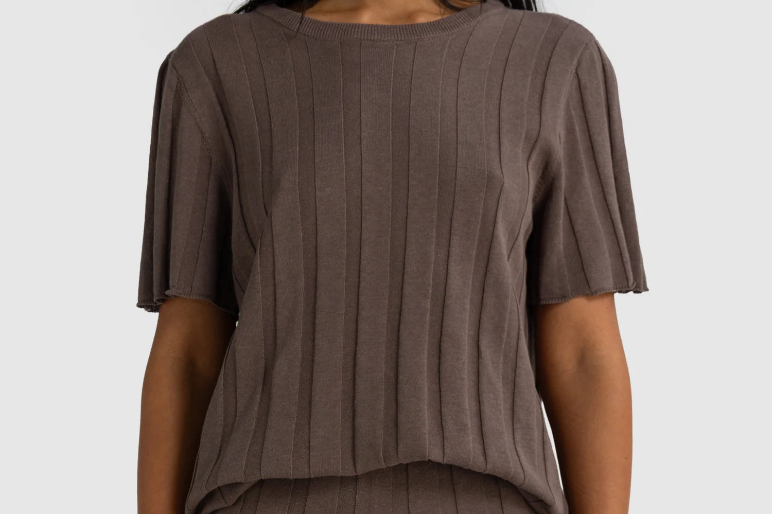 ORTC Amara Relaxed Knit Shorts – Espresso – product view 1