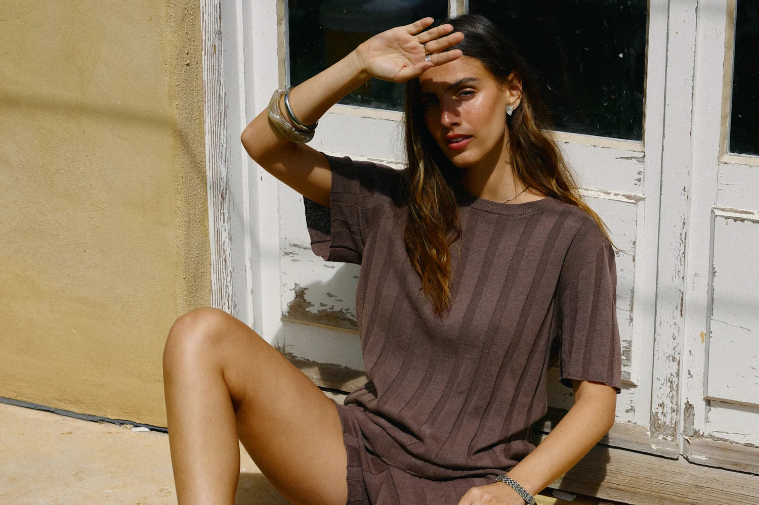 ORTC Amara Relaxed Knit Shorts – Espresso – product view 2
