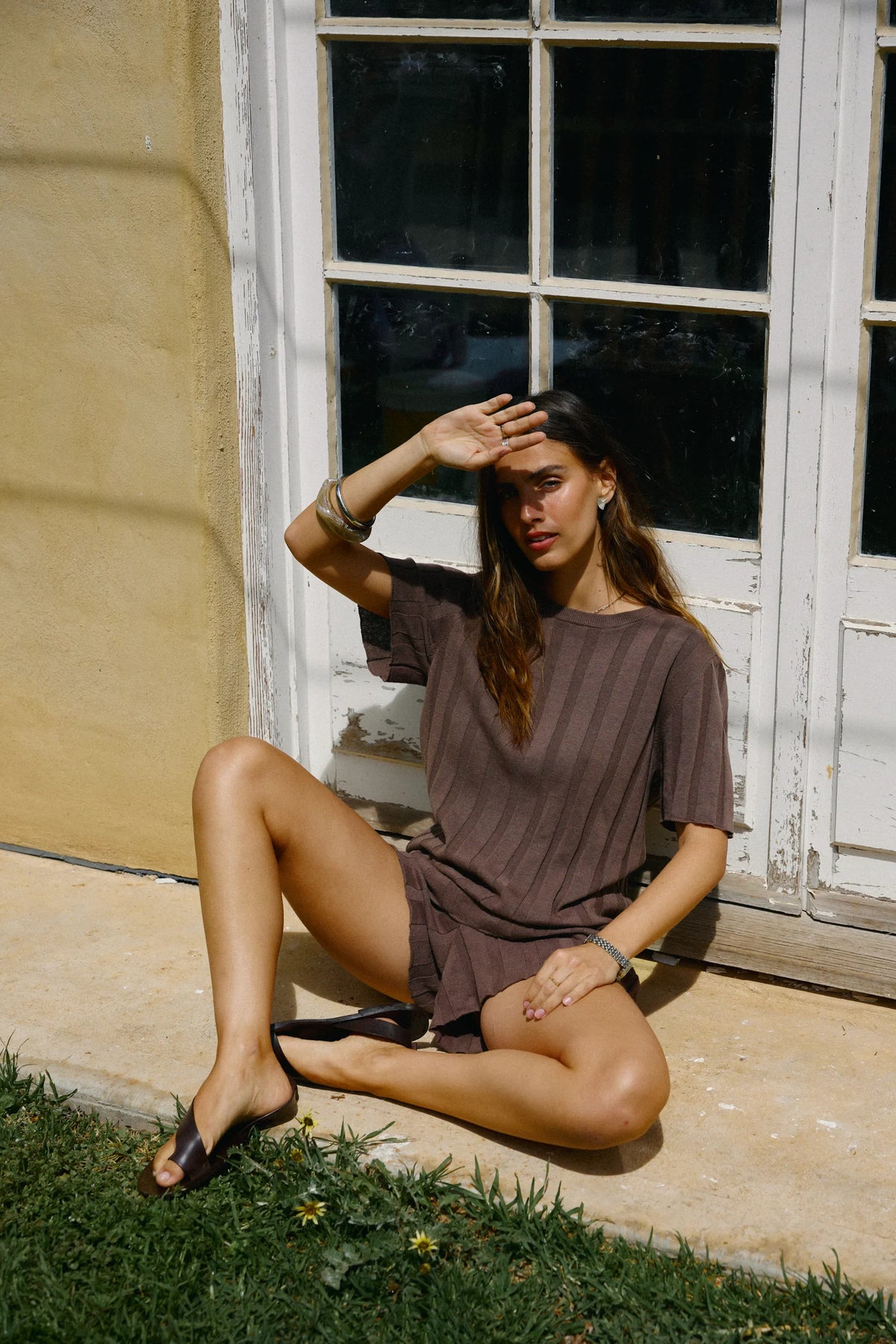 ORTC Amara Relaxed Knit Shorts – Espresso – product view 2