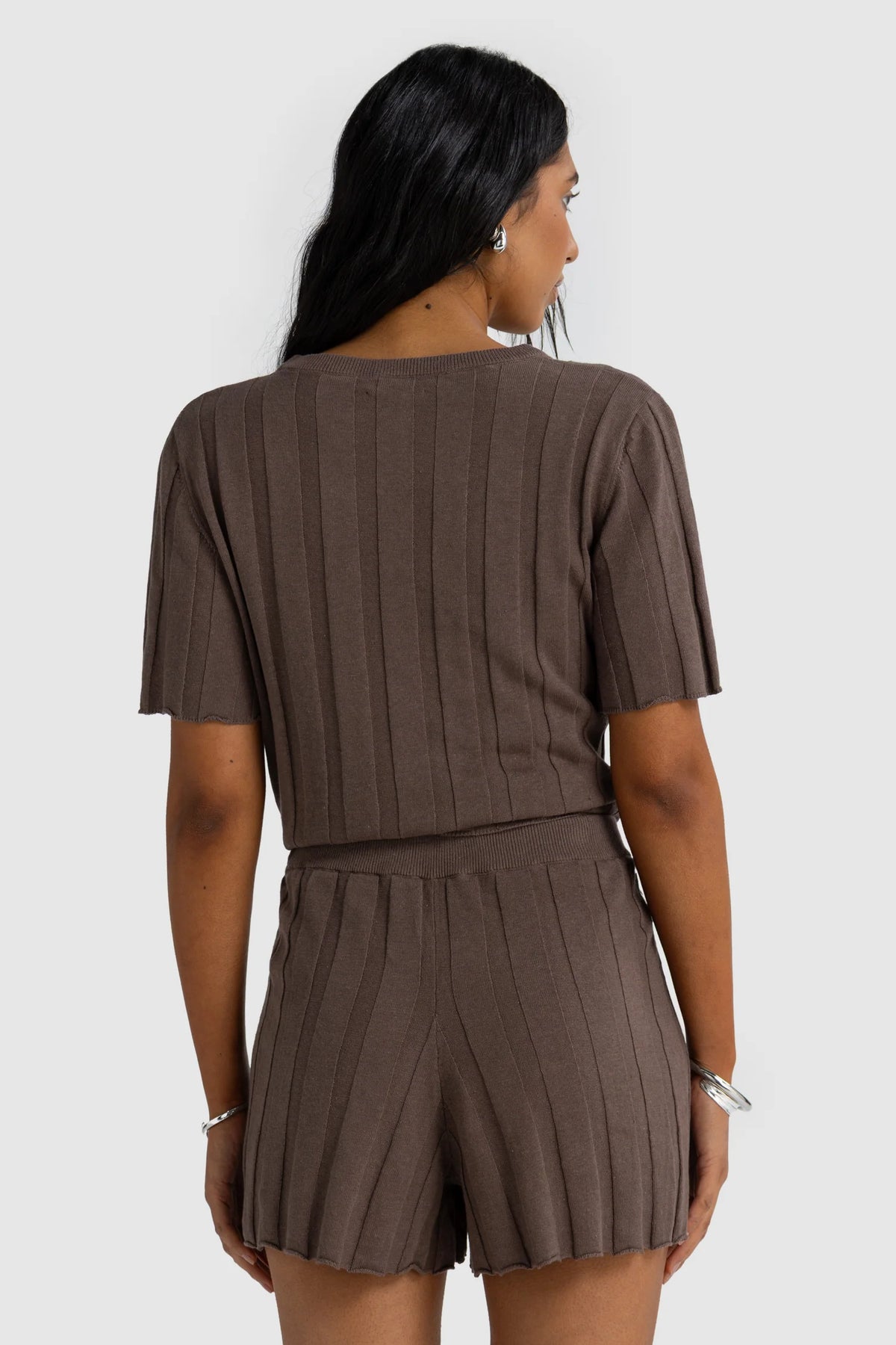 ORTC Amara Relaxed Knit Shorts – Espresso – product view 4