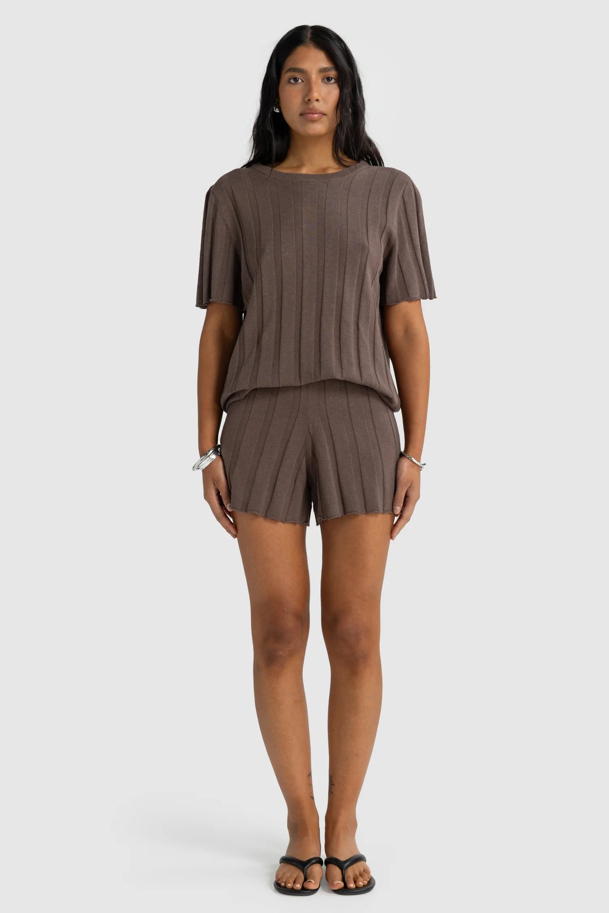 ORTC Amara Relaxed Knit Shorts – Espresso – product view 6