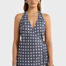 ORTC Elise Linen Wrap Full Length Dress – Harbour Blue Polkadot – product view 2
