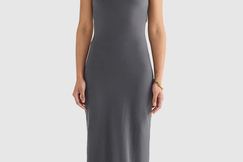 ORTC Evie Jersey Full Length Dress – Charcoal – product view 1