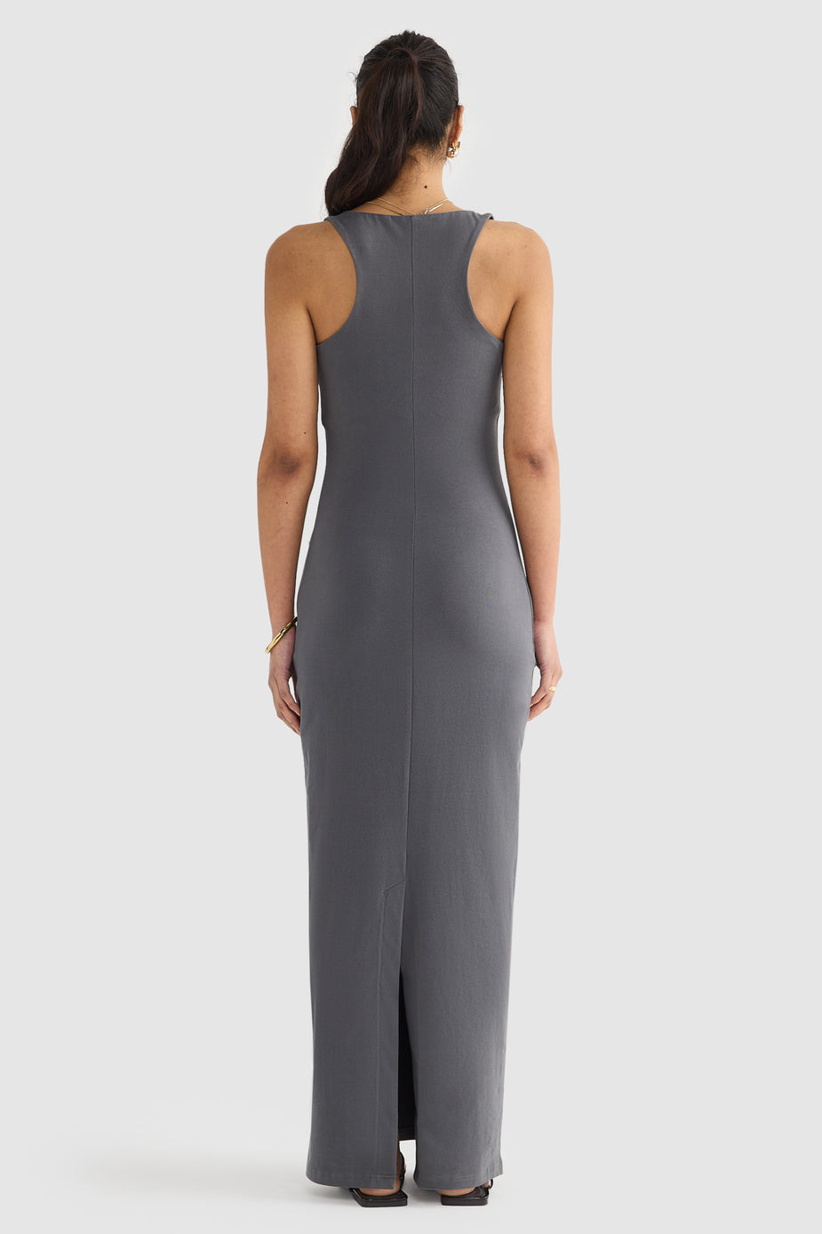 ORTC Evie Jersey Full Length Dress – Charcoal – product view 2
