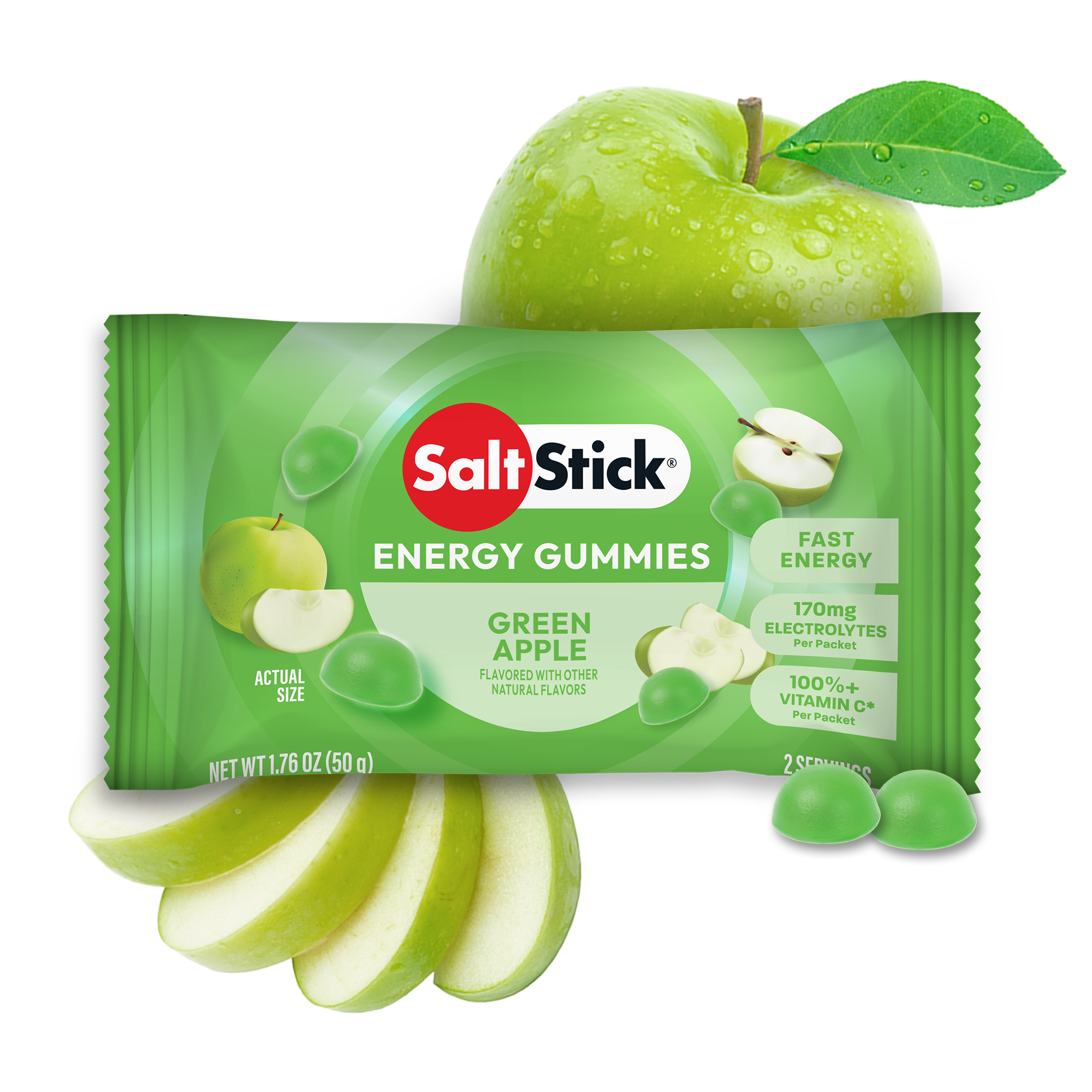 SaltStick Energy Gummies – Green Apple – product view 1