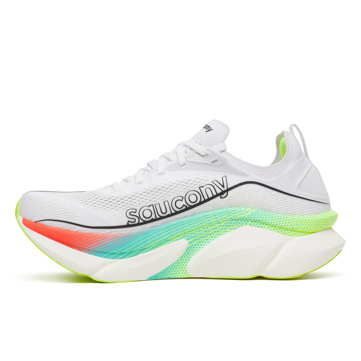 Saucony Endorphin Elite 3 carbon-plated racing shoe – White / Multi – product view 3