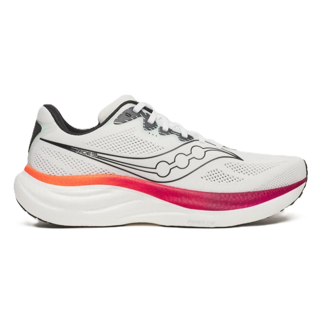 Saucony Ride 19 Men’s running shoe – White / Crimson – product view 1