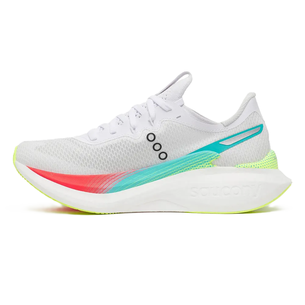 Saucony Endorphin Pro 5 Women’s carbon-plated racing shoe – White / Multi – product view 2