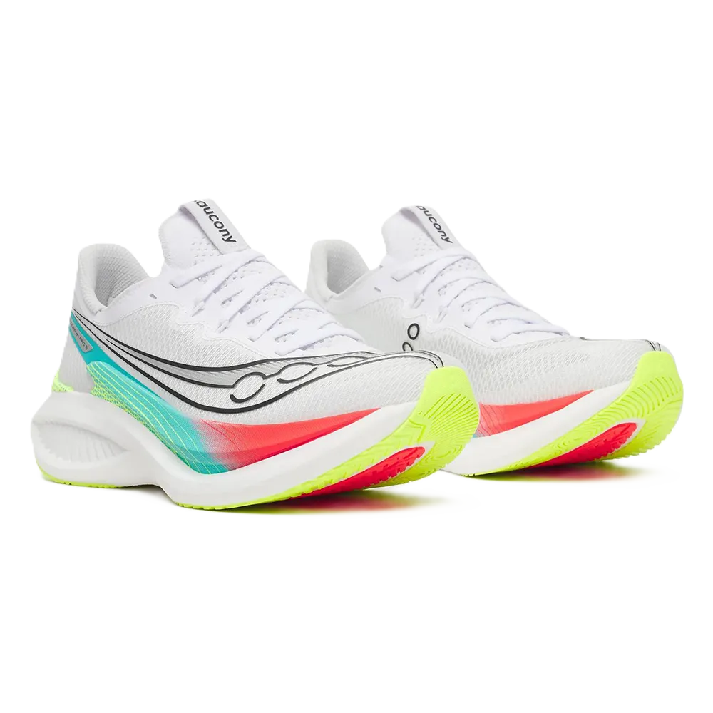 Saucony Endorphin Pro 5 Women’s carbon-plated racing shoe – White / Multi – product view 6