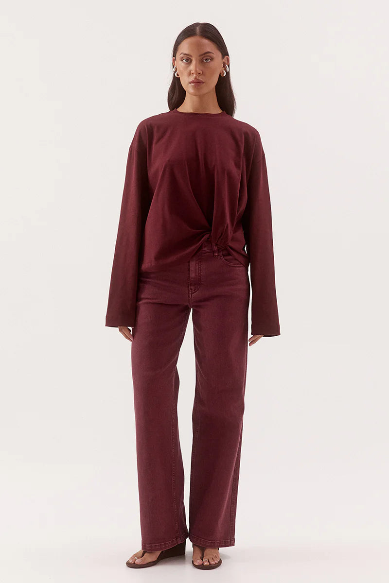SOVERE Studio Izel Long Sleeve Tee – Vino – product view 1