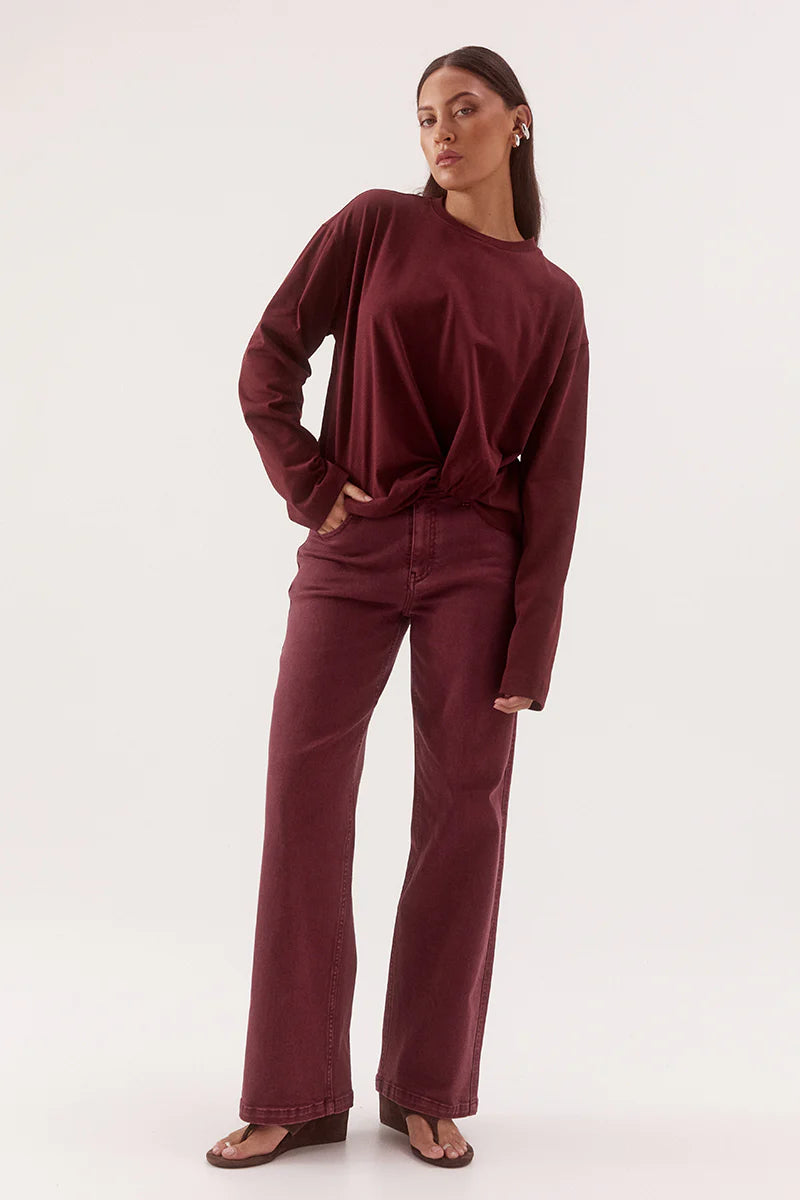 SOVERE Studio Izel Long Sleeve Tee – Vino – product view 2