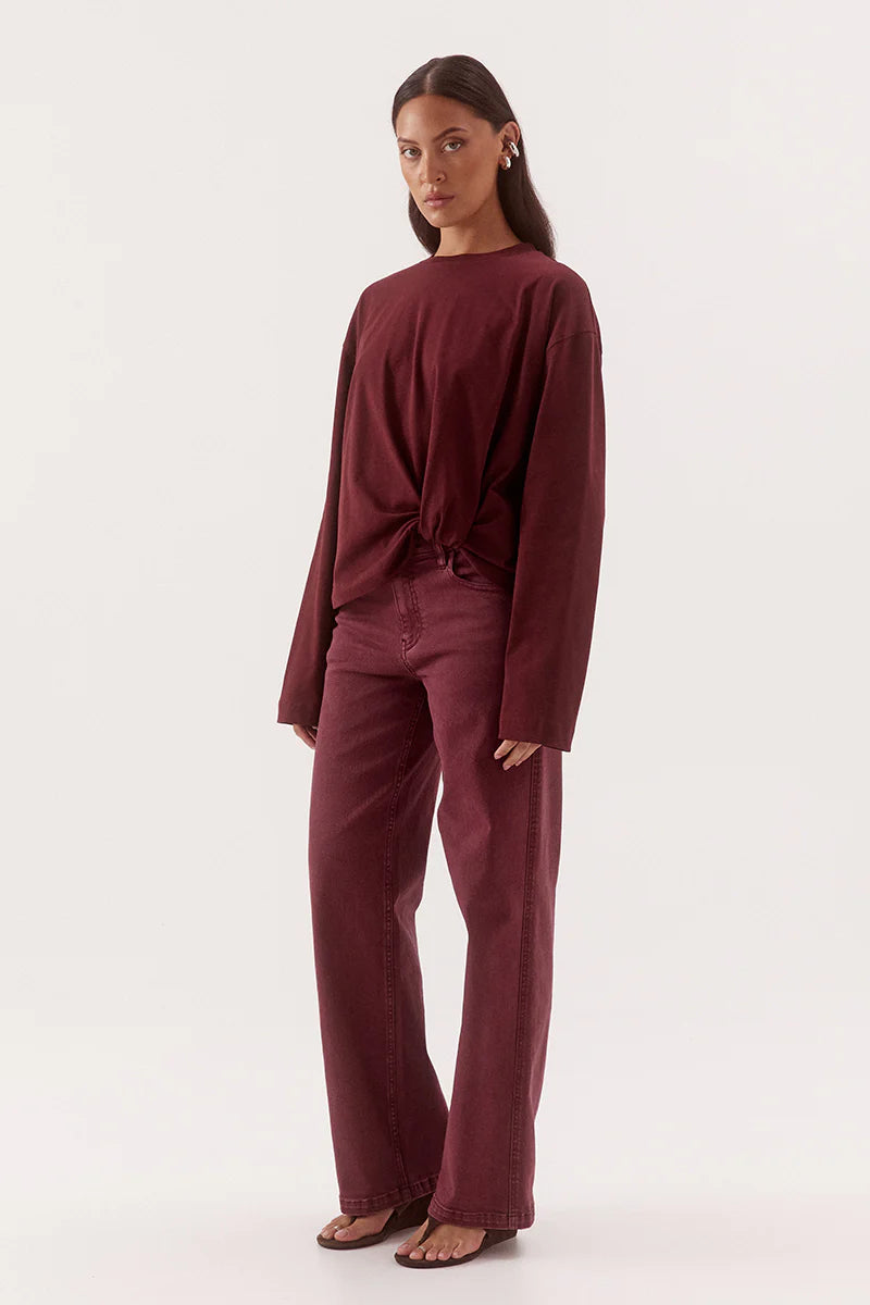 SOVERE Studio Izel Long Sleeve Tee – Vino – product view 3