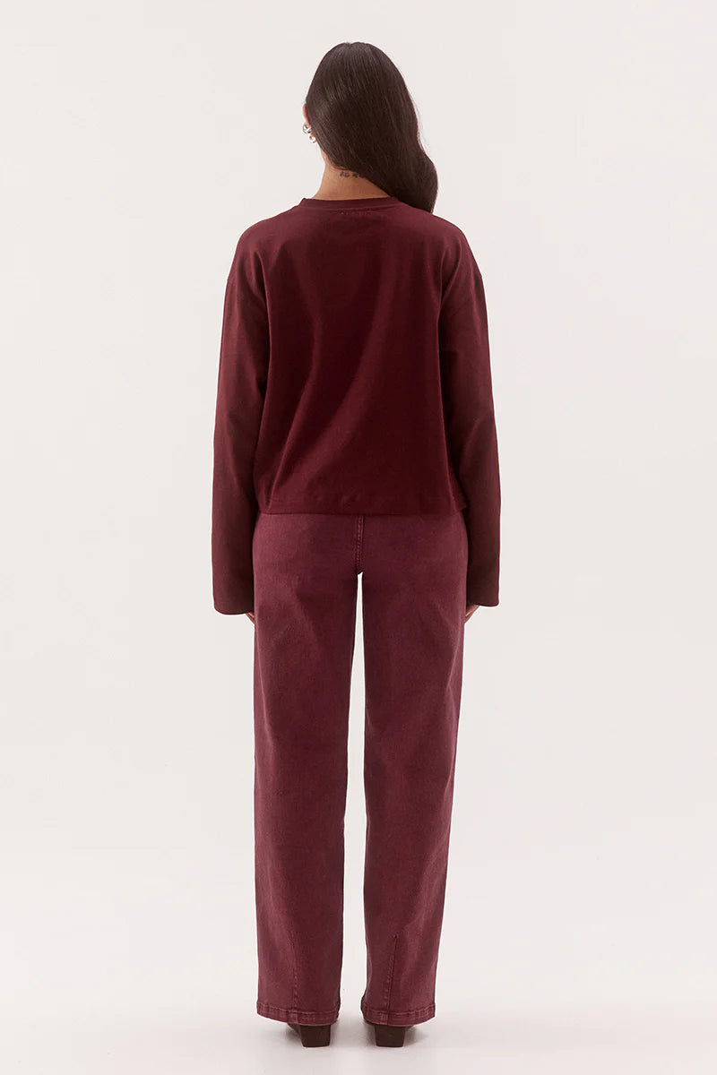SOVERE Studio Izel Long Sleeve Tee – Vino – product view 4