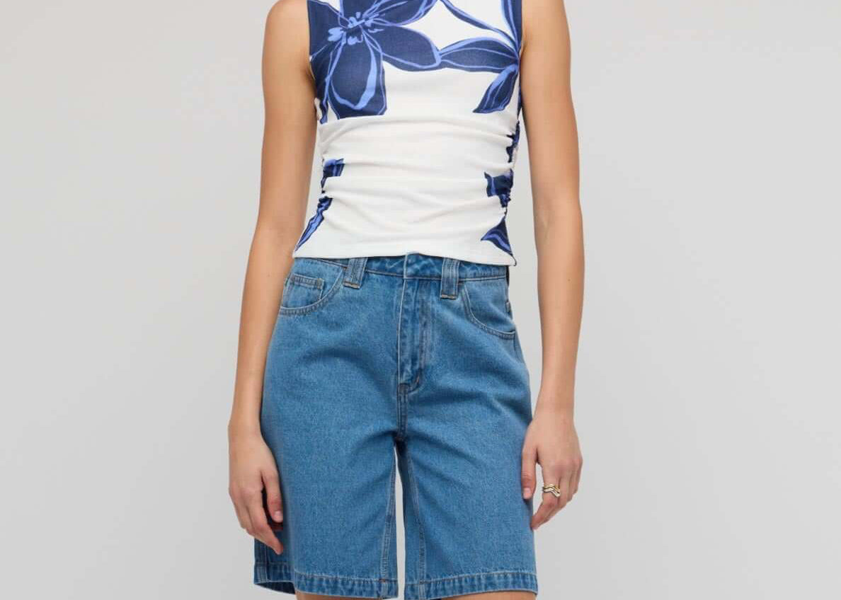 Staple The Label Cassia Denim Shorts – Mid Blue – product view 1