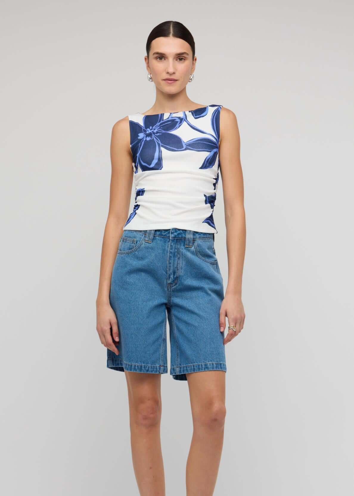Staple The Label Cassia Denim Shorts – Mid Blue – product view 1