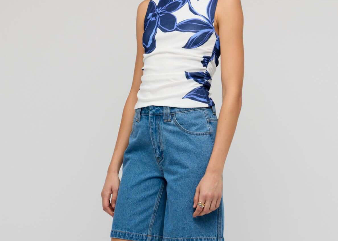 Staple The Label Cassia Denim Shorts – Mid Blue – product view 2