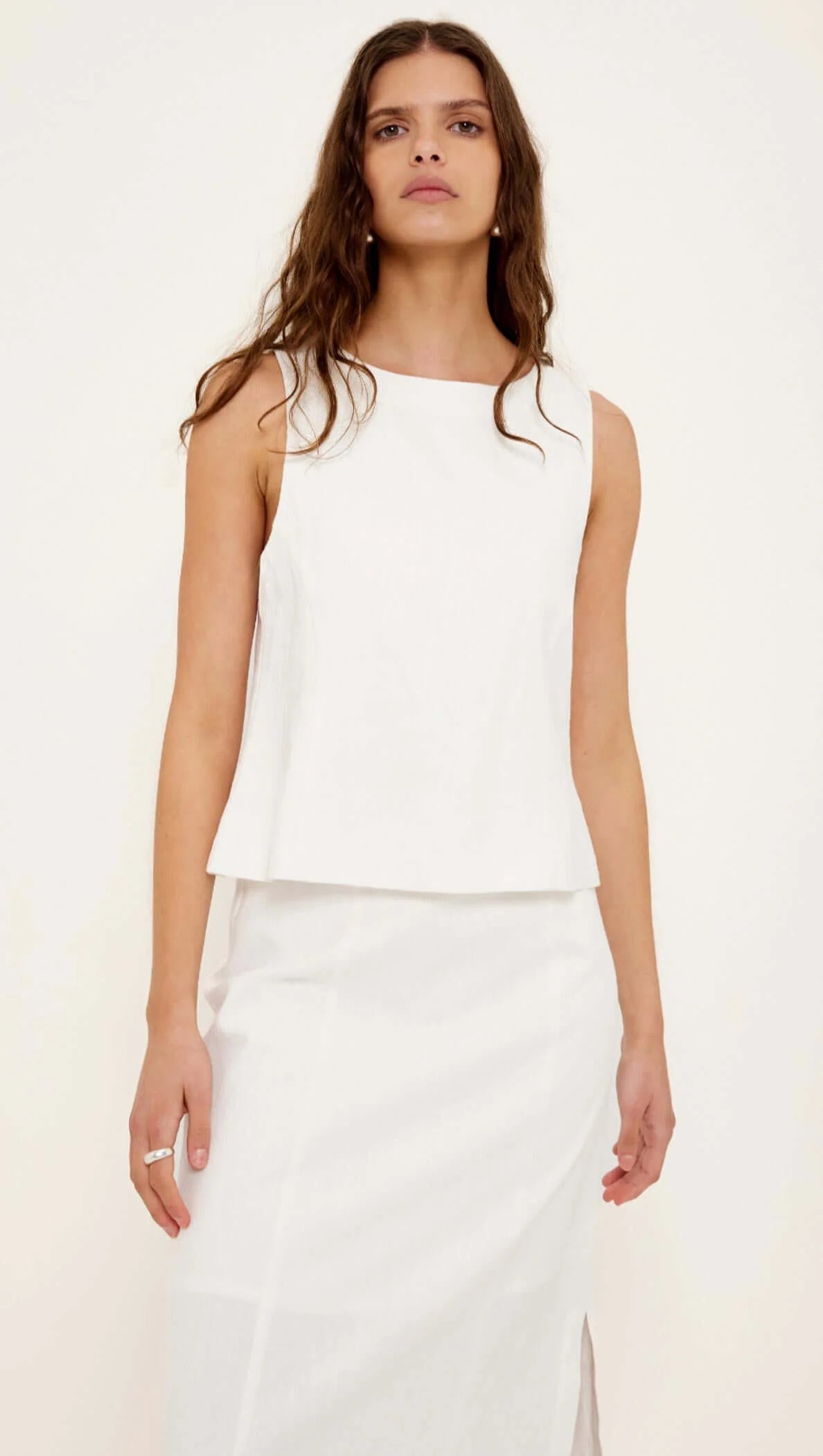 Staple The Label Lucia Linen Cotton Blend Top – White – product view 1