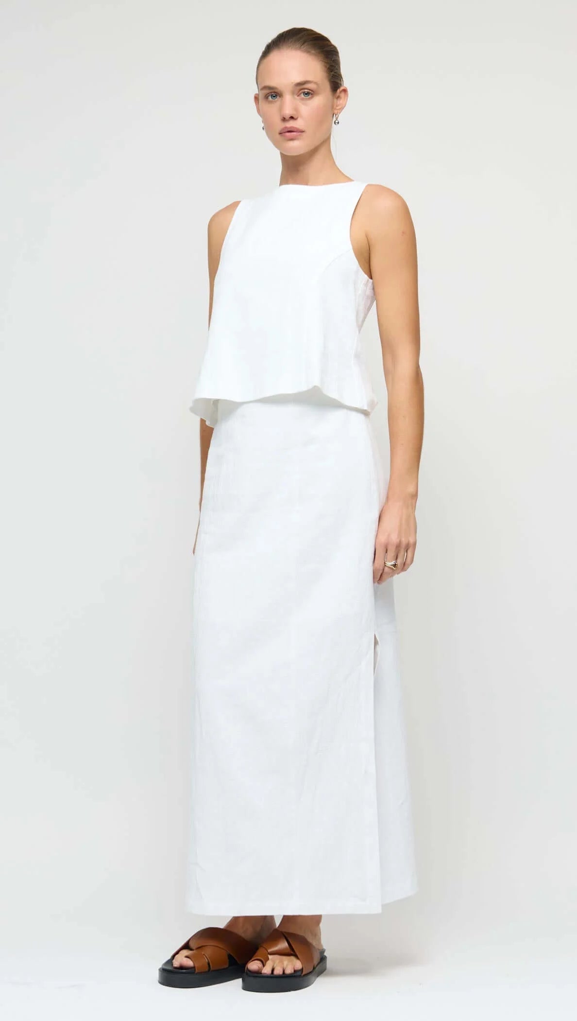 Staple The Label Lucia Linen Cotton Blend Top – White – product view 4