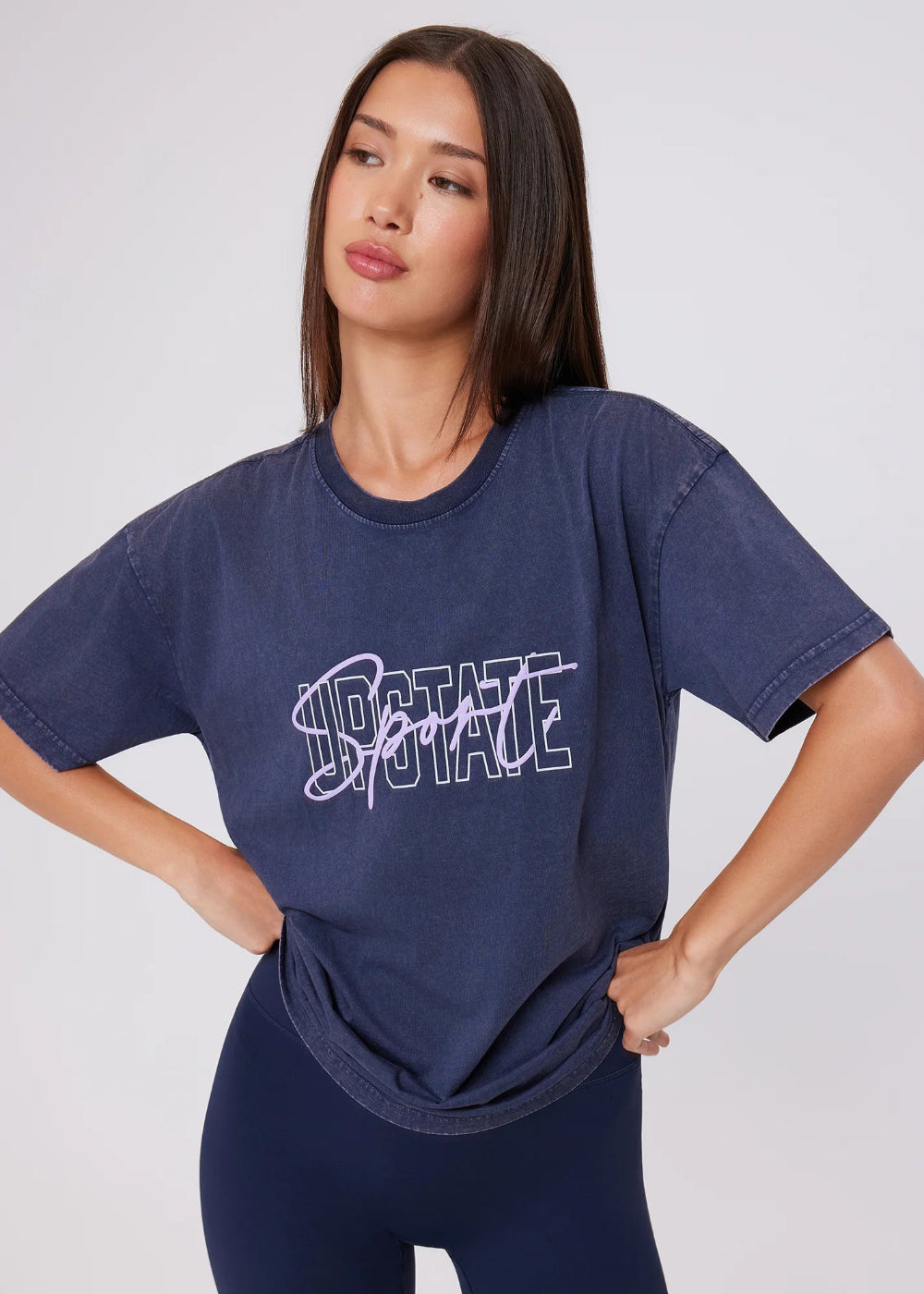 Upstate Sport Thrive Tee – Washed Midnight Navy – product view 1
