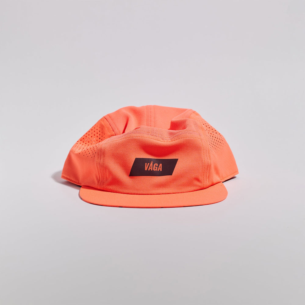 VÅGA Feather Racing Cap in Neon Coral – view 2